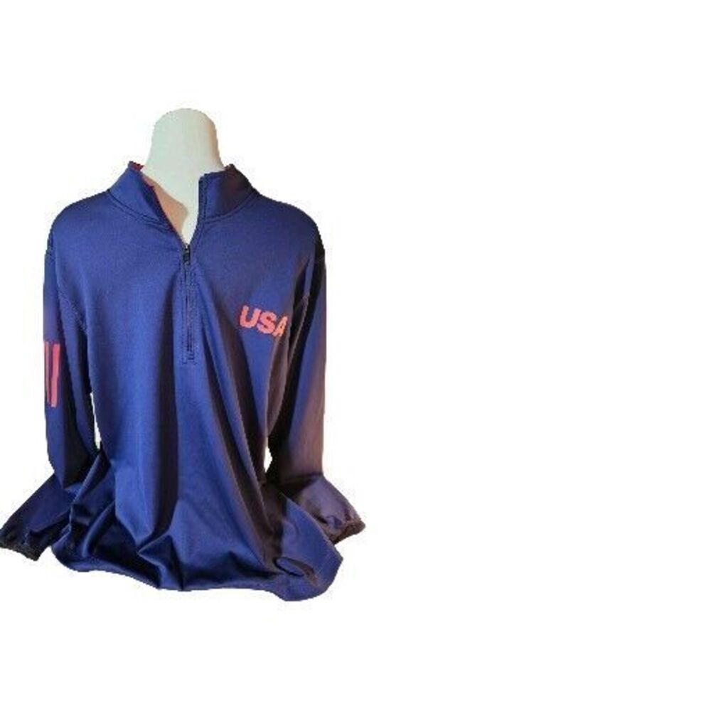 Adidas  1/4 Zip Pullover Mock Neck Blue Navy  USA Men's XL